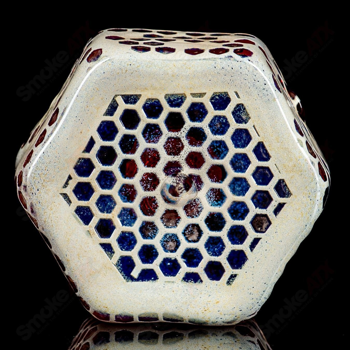 Joe P Glass honeycomb ashtray, 420 products - stylish glass ash tray with honeycomb design, ideal for smoking accessories.