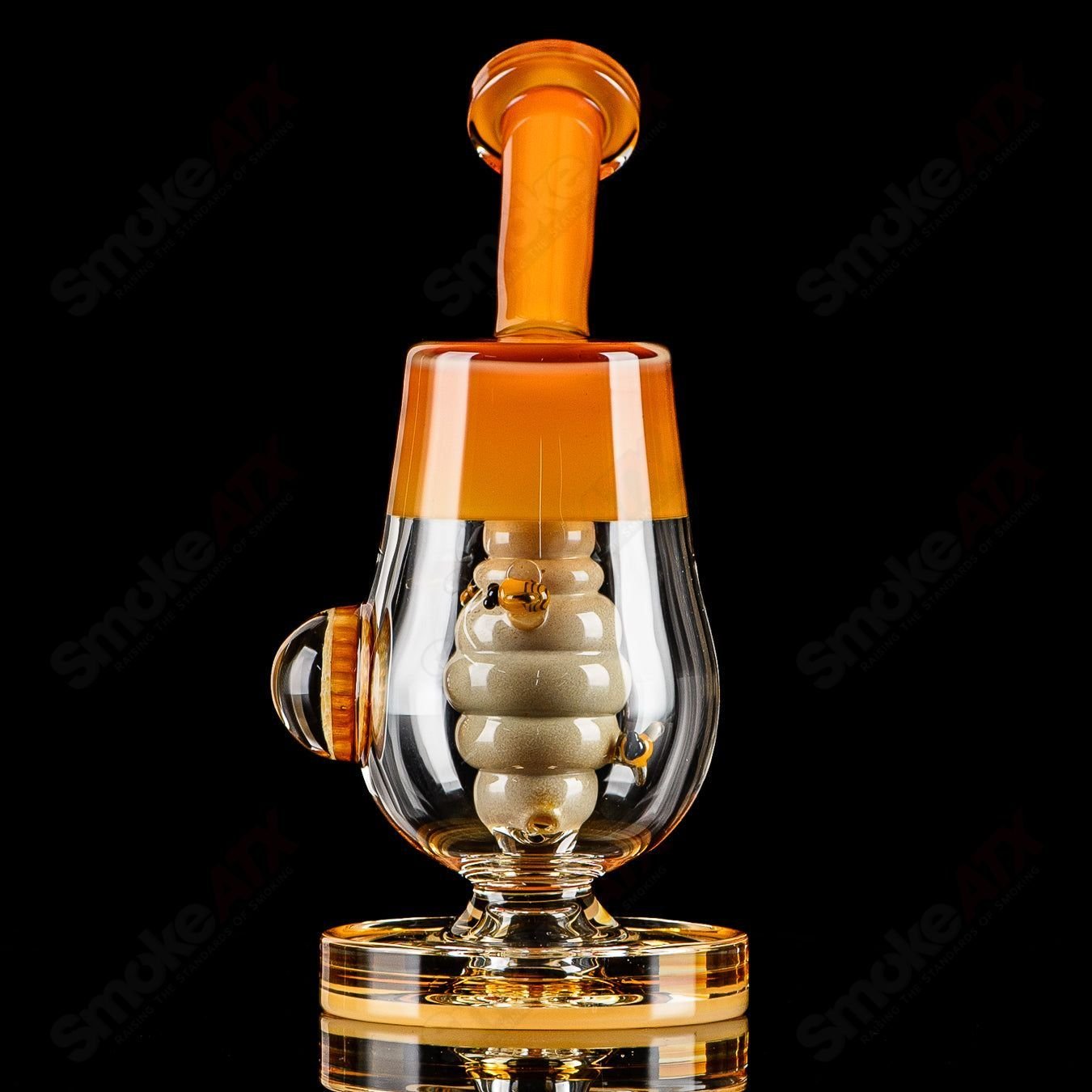 Joe P Glass Honeycomb Jammer Set heady glass bubbler with honeycomb design, featuring detailed glass craftsmanship.