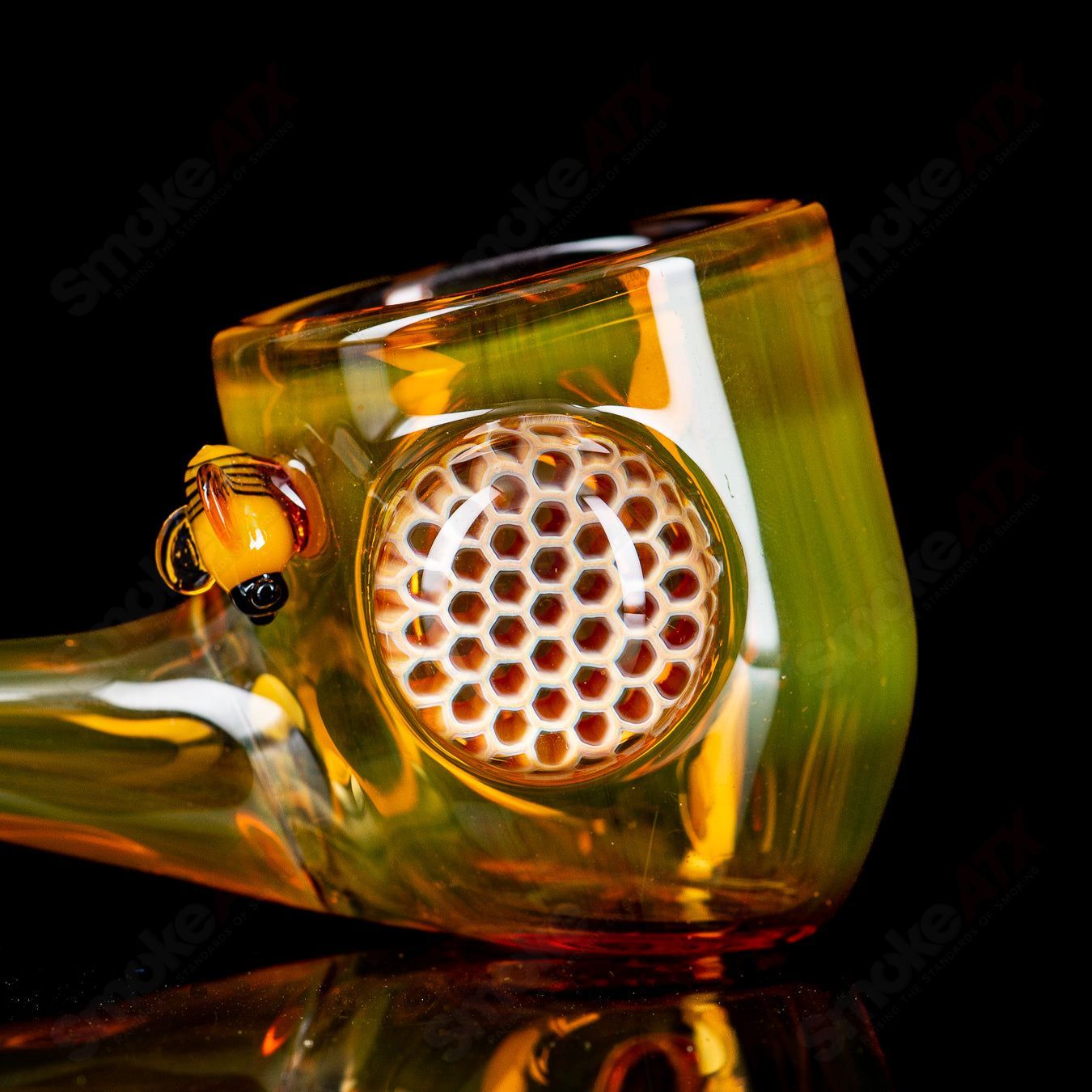 Joe P Glass Honeycomb Proxy Attachment for Heady Glass, featuring intricate honeycomb design and vibrant glasswork.