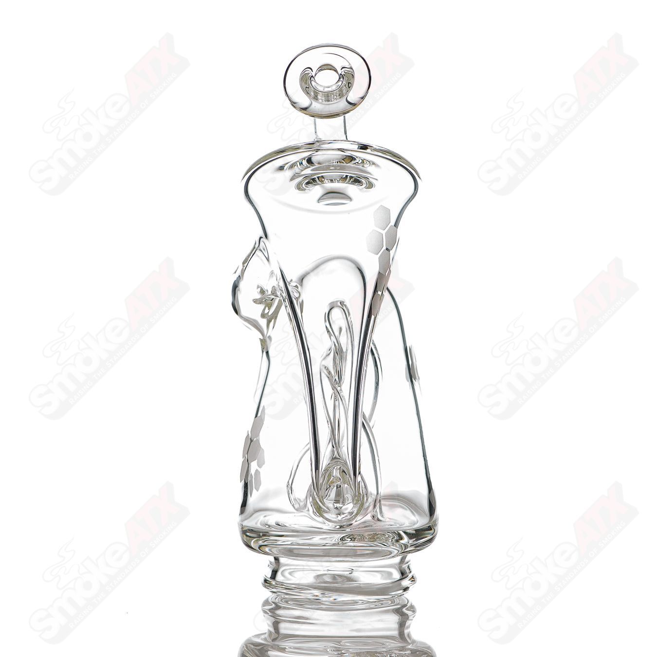 Honeycomb recycler top for Peak Pro by Knuckles Glass, a glass Puffco accessory with intricate honeycomb design.