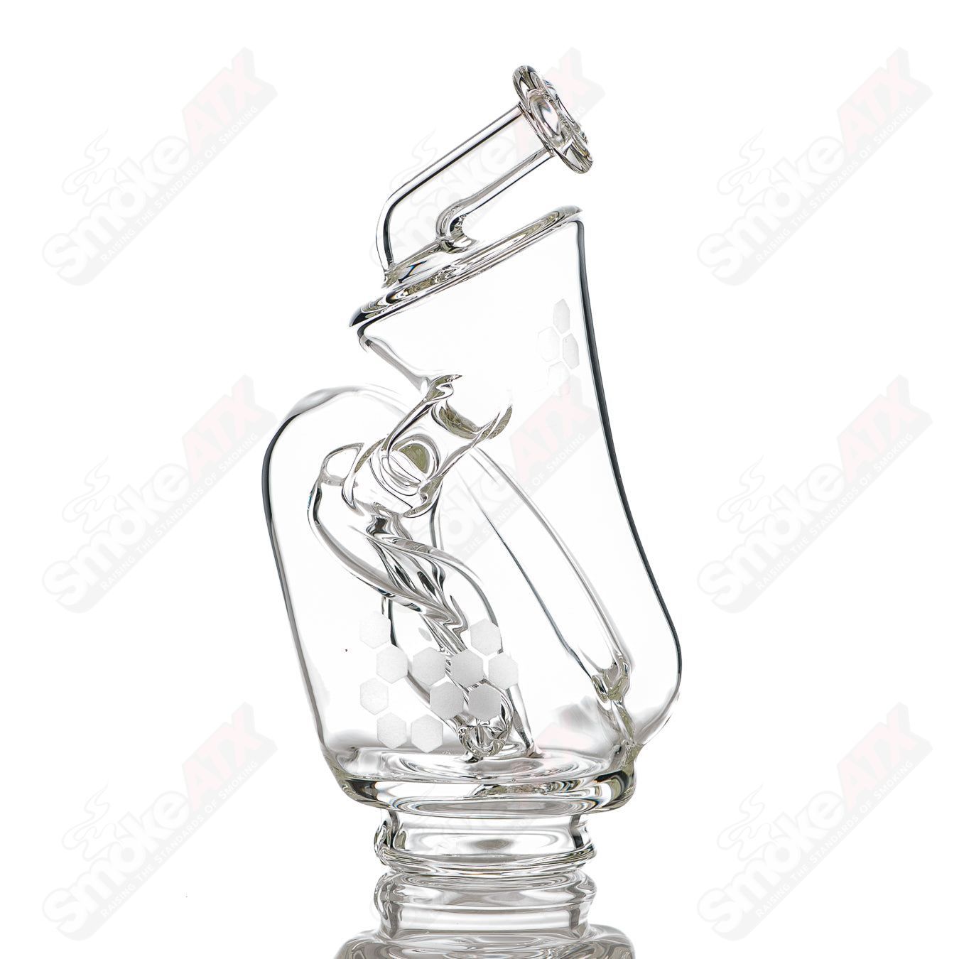 Honeycomb recycler top for Peak Pro by Knuckles Glass, glass Puffco accessory with intricate honeycomb design.