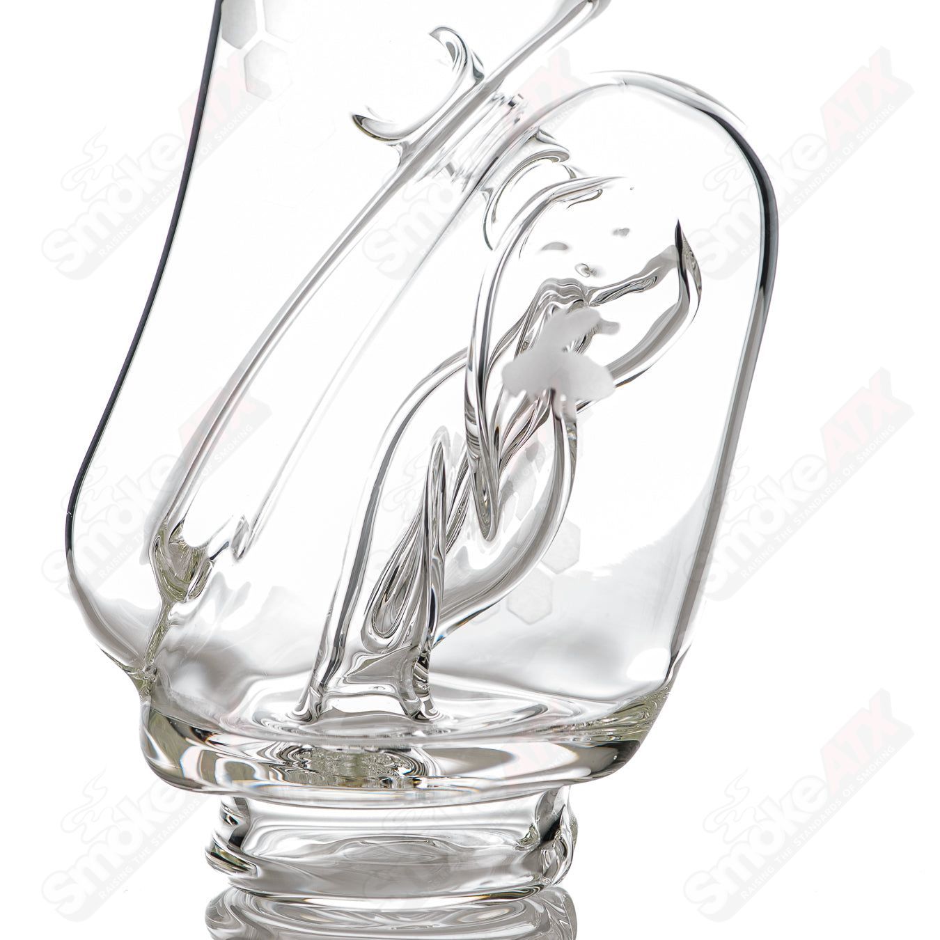 Honeycomb recycler top for Peak Pro by Knuckles Glass, glass Puffco accessory with intricate honeycomb design.