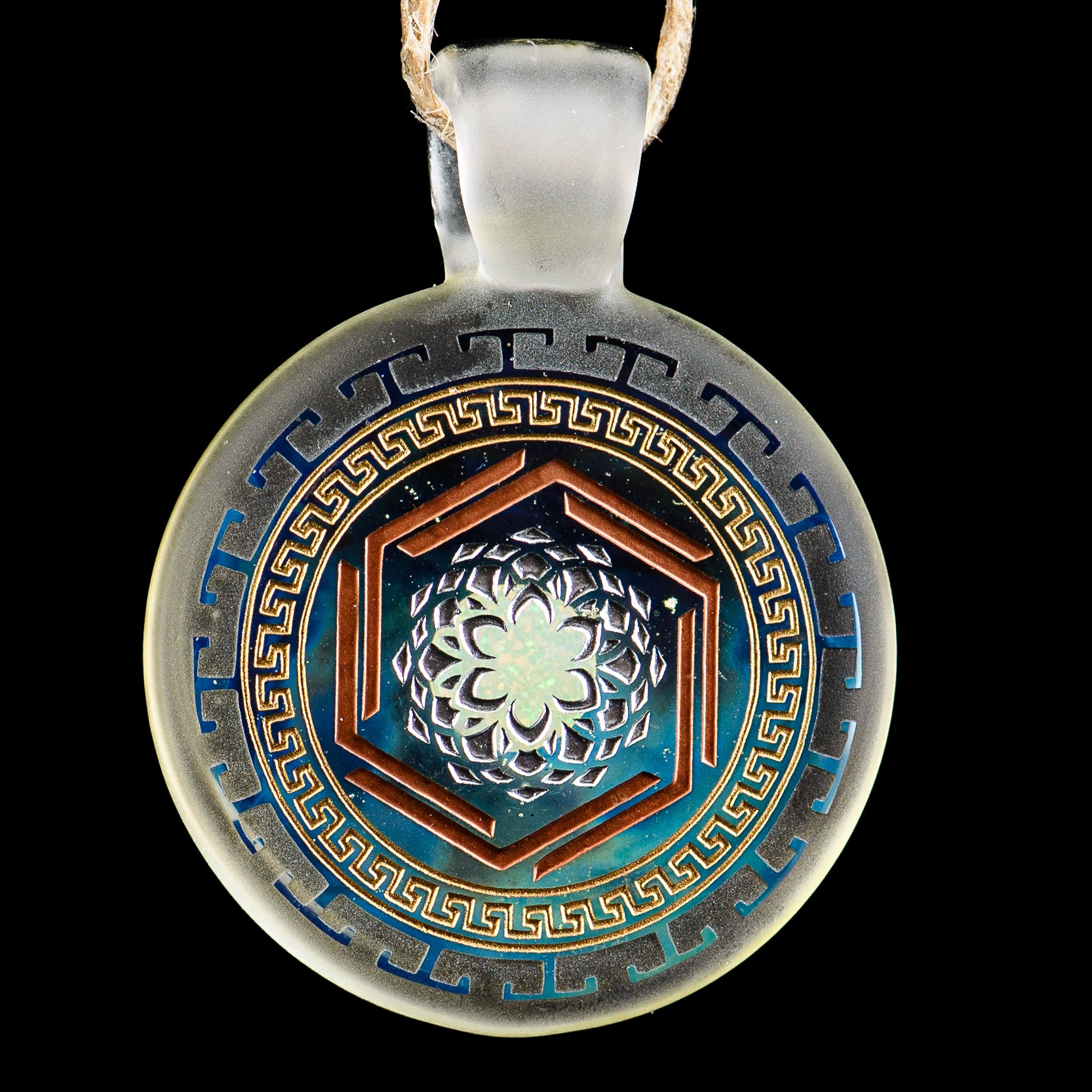 #1 Complex Inlay Pendant Alkaline Glass