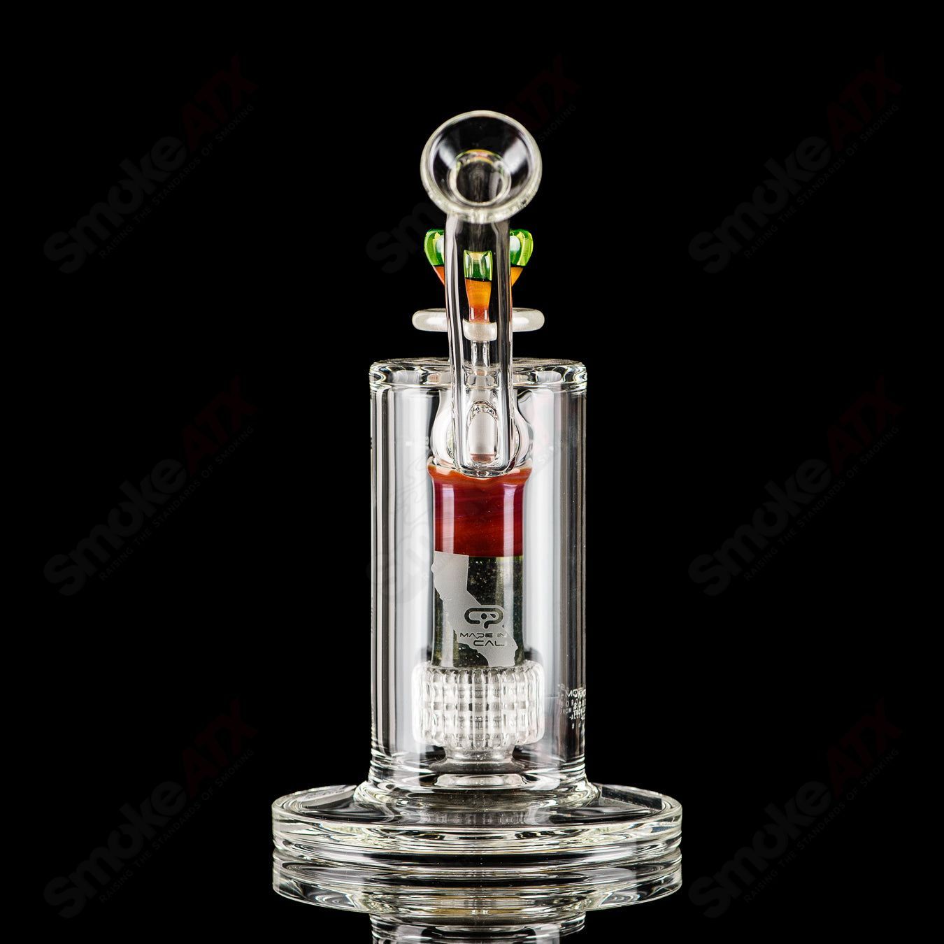 Mobius Ion Matrix V1 Accent Series glass waterpipe with intricate design and clear glass construction.