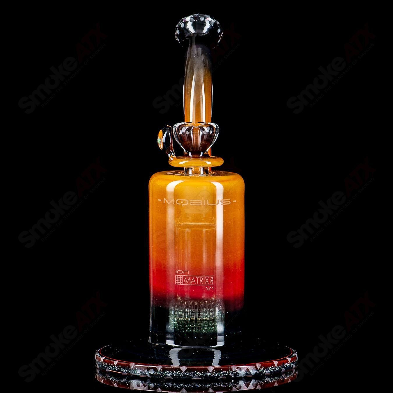 Mobius Ion Matrix V1 Circle Solo glass waterpipe with intricate design, featuring vibrant colors and detailed craftsmanship.