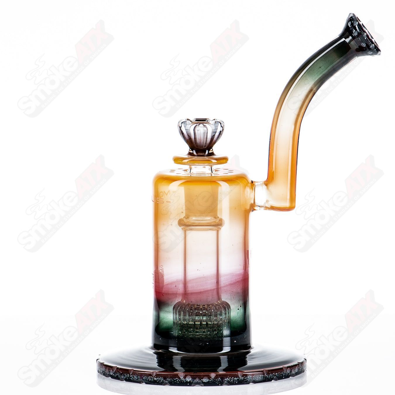 Mobius Ion Matrix V1 Circle Solo glass waterpipe with intricate design, showcasing clear glass and detailed craftsmanship.