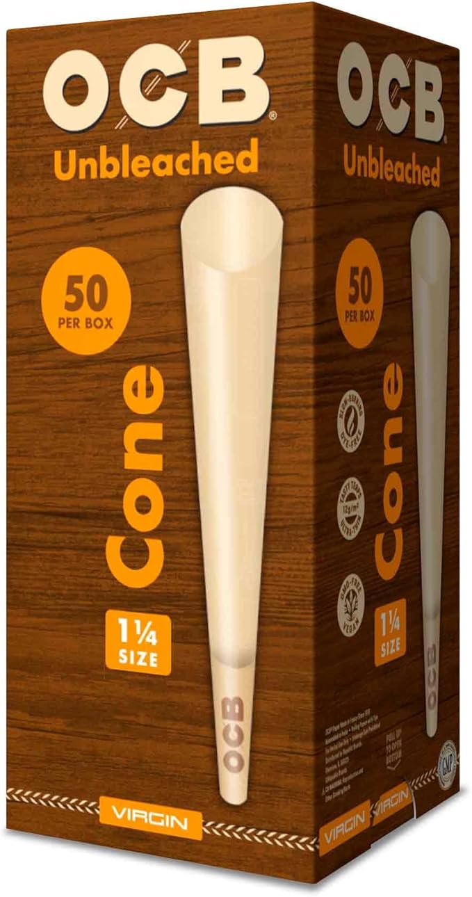 50pk Unbleached 1 1/4 Cones OCB - Smoke ATX 