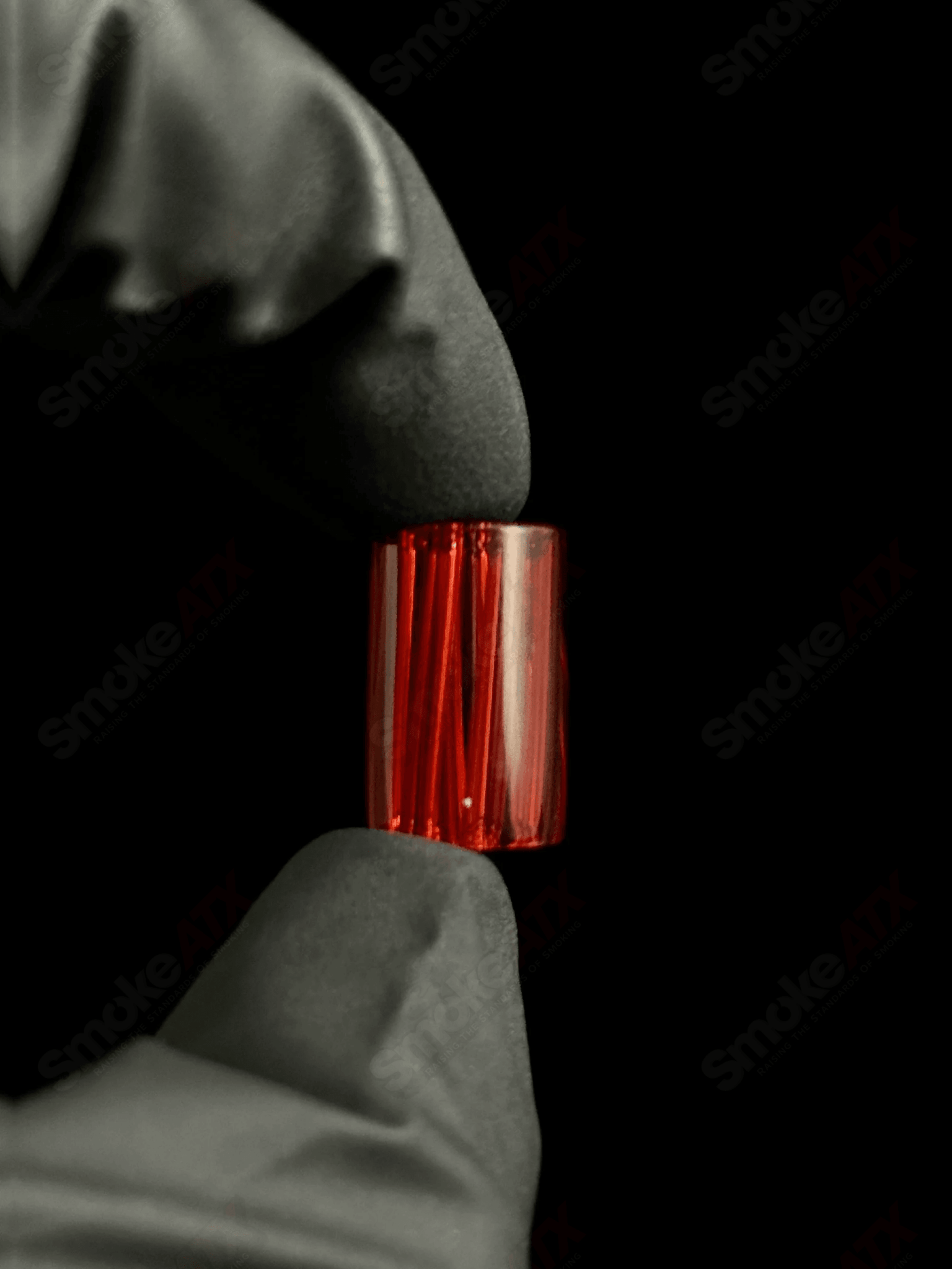 Kovacs Glass joint tip for rolling, made of clear glass, designed to help shape and support rolled cigarettes or joints.