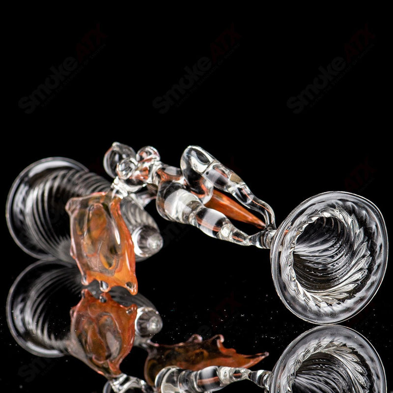 Fumed Scalloped Angel-Figurine Wine Flute Indo Glass - Smoke ATX