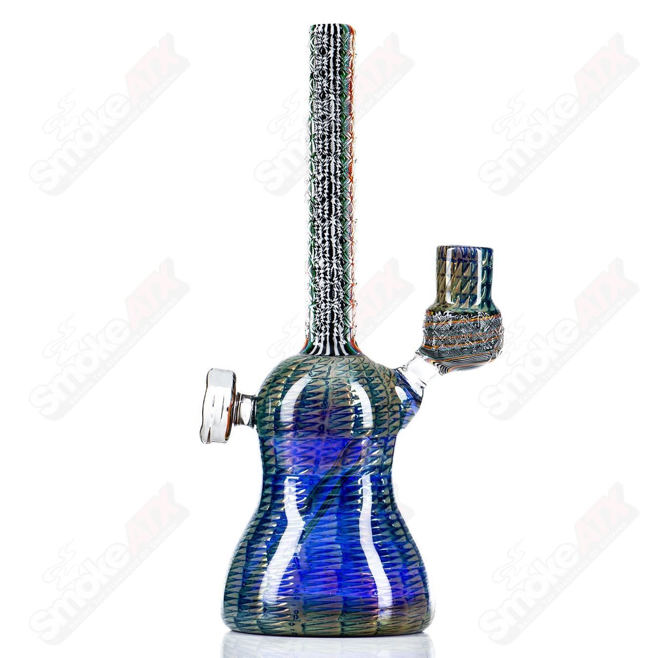 Colorful Stoke Kaleidoscope Tube waterpipe with intricate glass patterns and a clear water chamber for smooth smoking.
