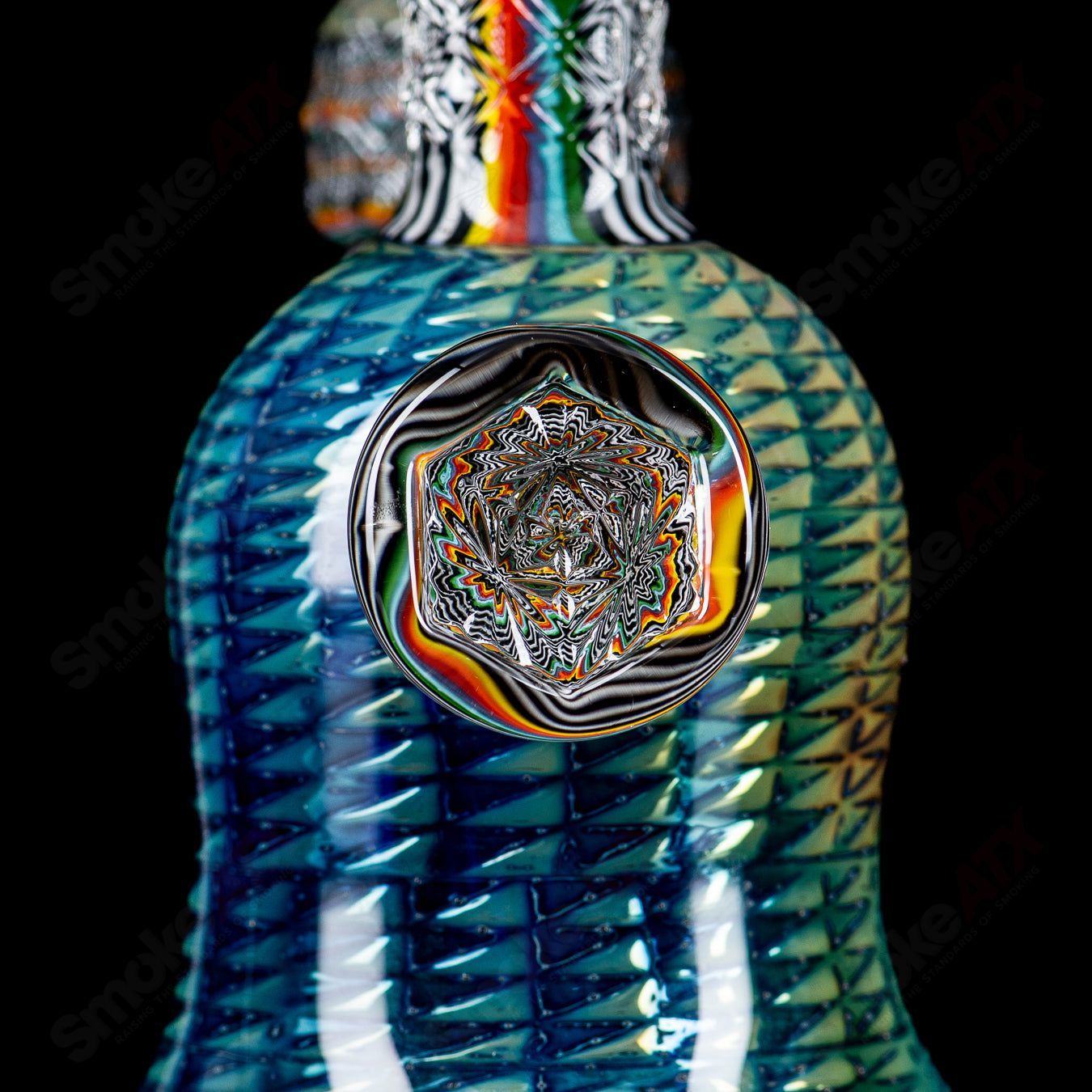 Colorful Stoke Kaleidoscope Tube waterpipe with intricate glass design and vibrant patterns, showcasing its artistic heady glass craftsmanship.