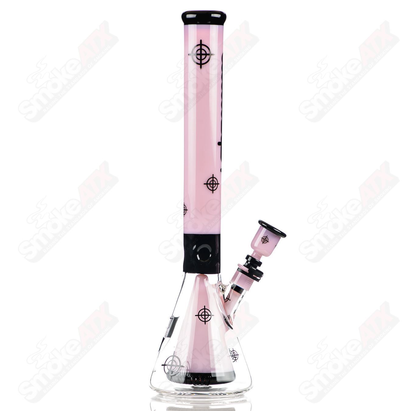 Illadelph Killadelph Milky Pink Scoped Collins Beaker, Heady Glass lab-style bong with pink color and detailed glasswork.