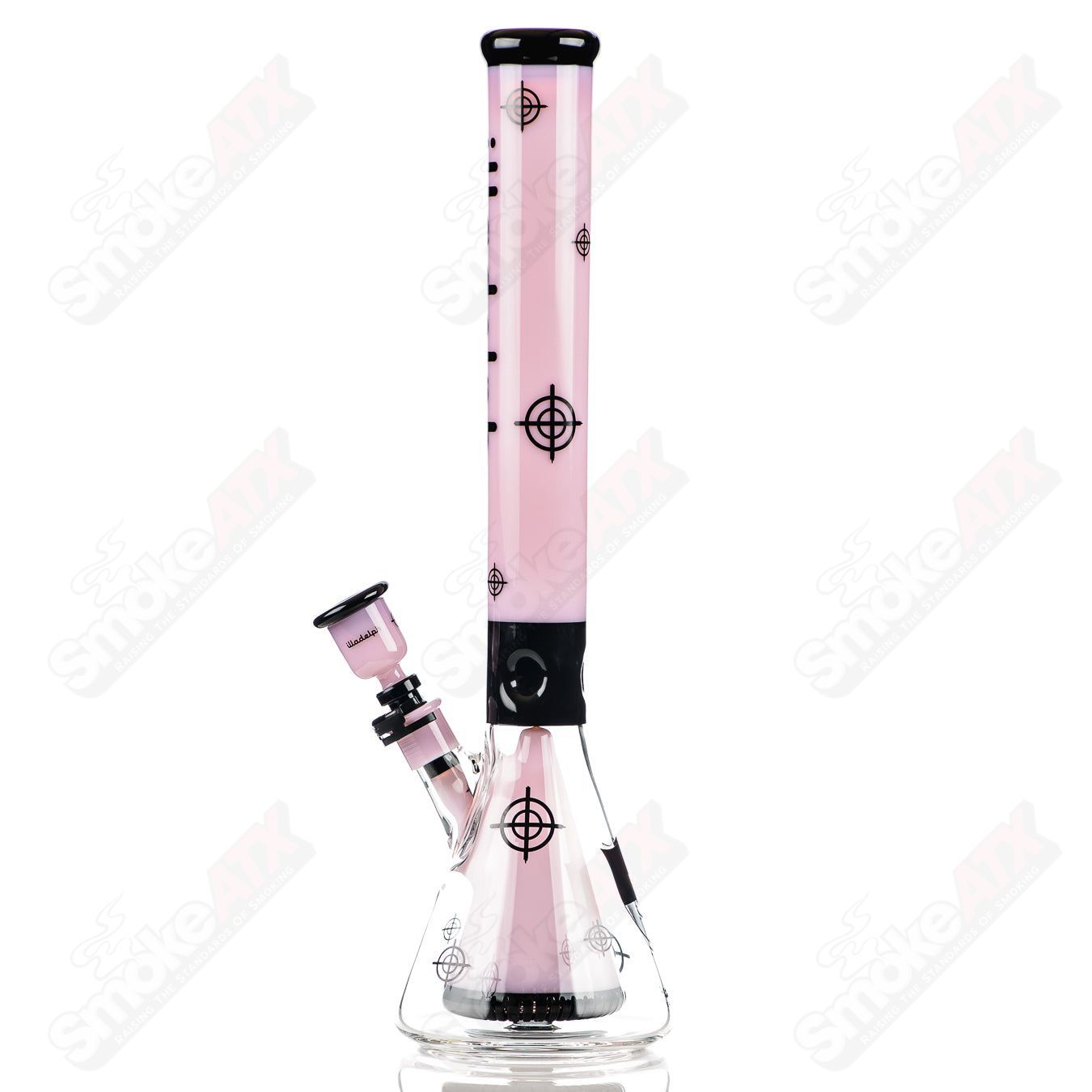 Illadelph Milky Pink Scoped Collins Beaker from Heady Glass collection, featuring a pink glass design and beaker shape.