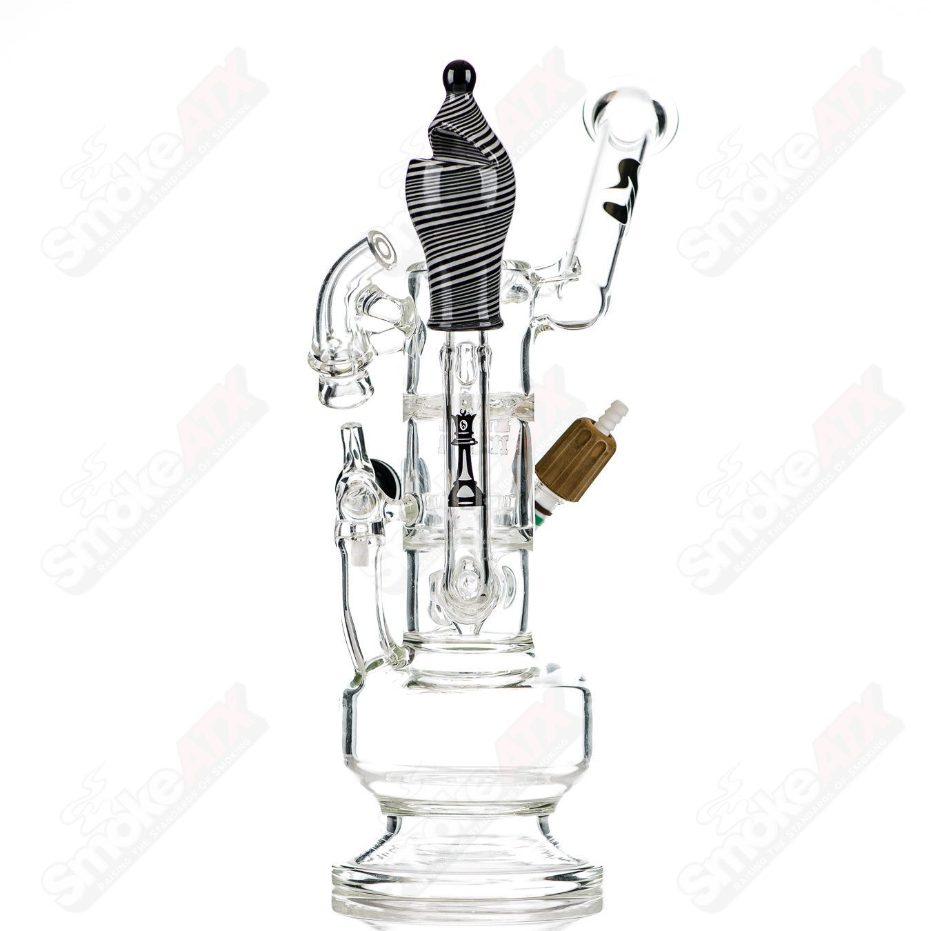Hitman Glass King Chess Piece Torch Rig with straight tube design, featuring a detailed king chess piece as the centerpiece.