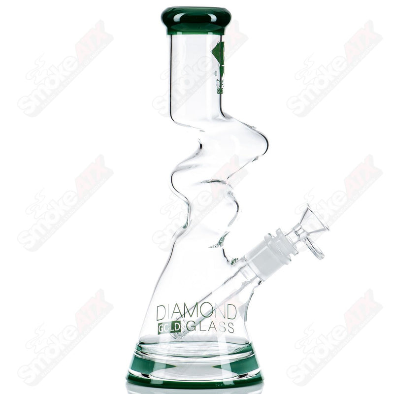 11" Twizted Z Beaker (Jade) Diamond Glass