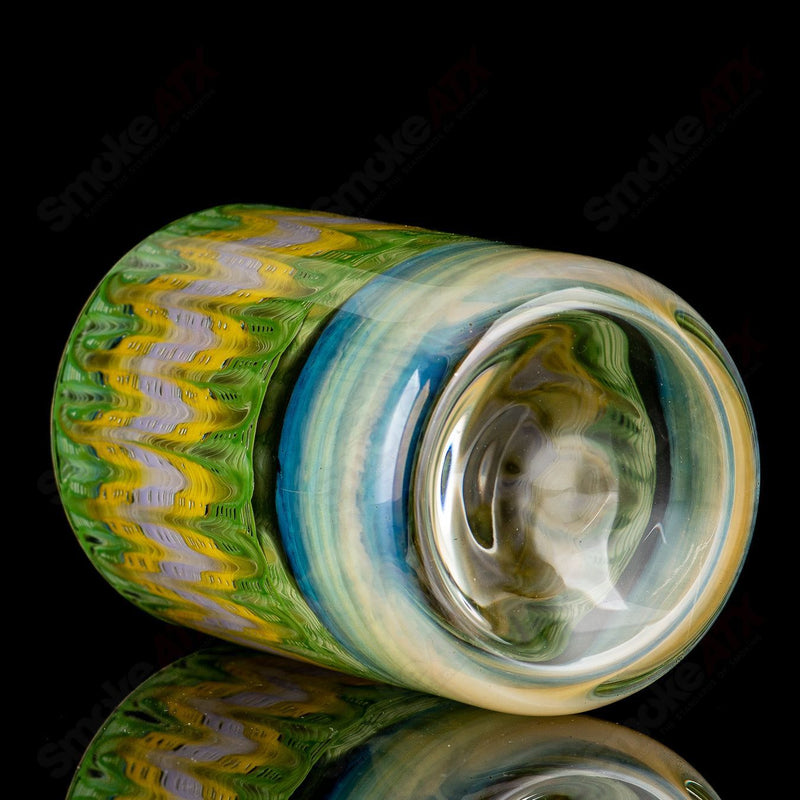 Green/Yellow Wrap N Rake Tumbler Glass by Ed Wolfe Glass - Smoke ATX