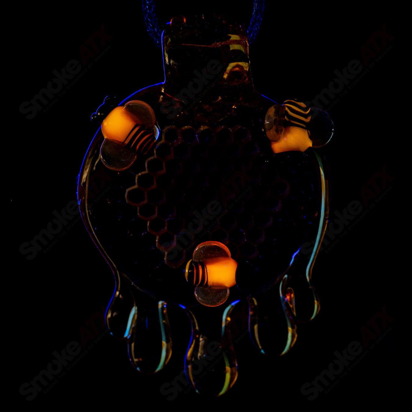 Large Honeycomb Drip Pendant by Joe P Glass - Smoke ATX