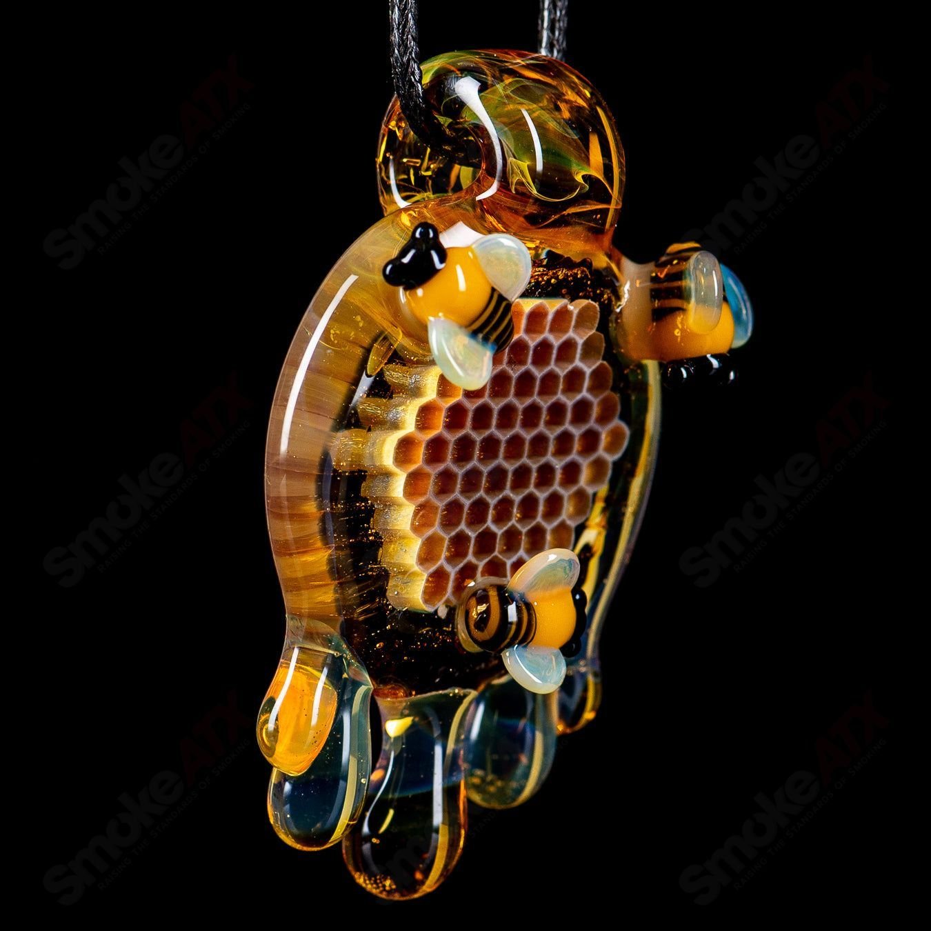 Large Honeycomb Drip Pendant by Joe P Glass - Smoke ATX