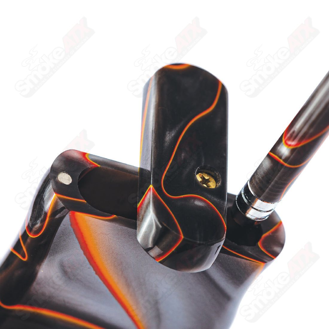 Large red and black acrylic dugout by Ryot, featuring a sleek design and multiple compartments for storing smoking accessories.