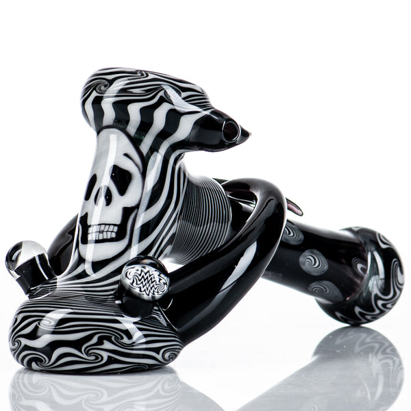 Black and White Skull Dry Hammer w Horns Moo Glass