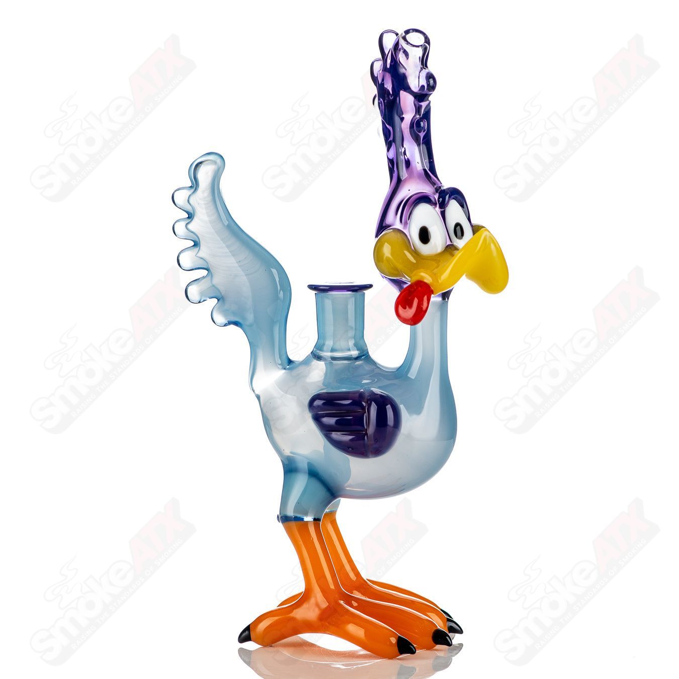 Looney Tunes Roadrunner concentrate rig by J-Smart Glass featuring colorful cartoon Roadrunner design and clear glass construction.