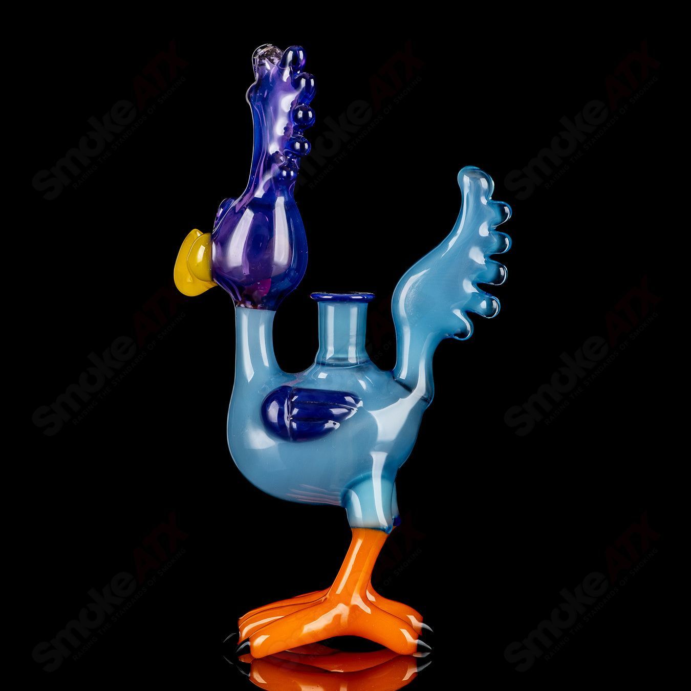 Looney Tunes Roadrunner concentrate rig by J-Smart Glass, colorful heady glass rig with detailed Roadrunner design.