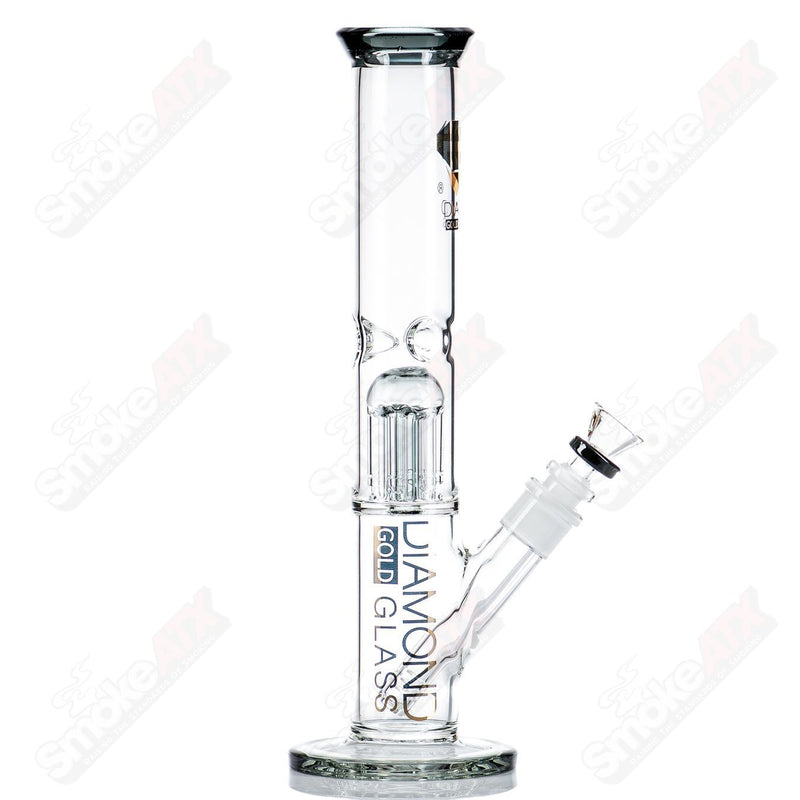 12" 6-Arm Straight Tube (Smoke) Diamond Glass