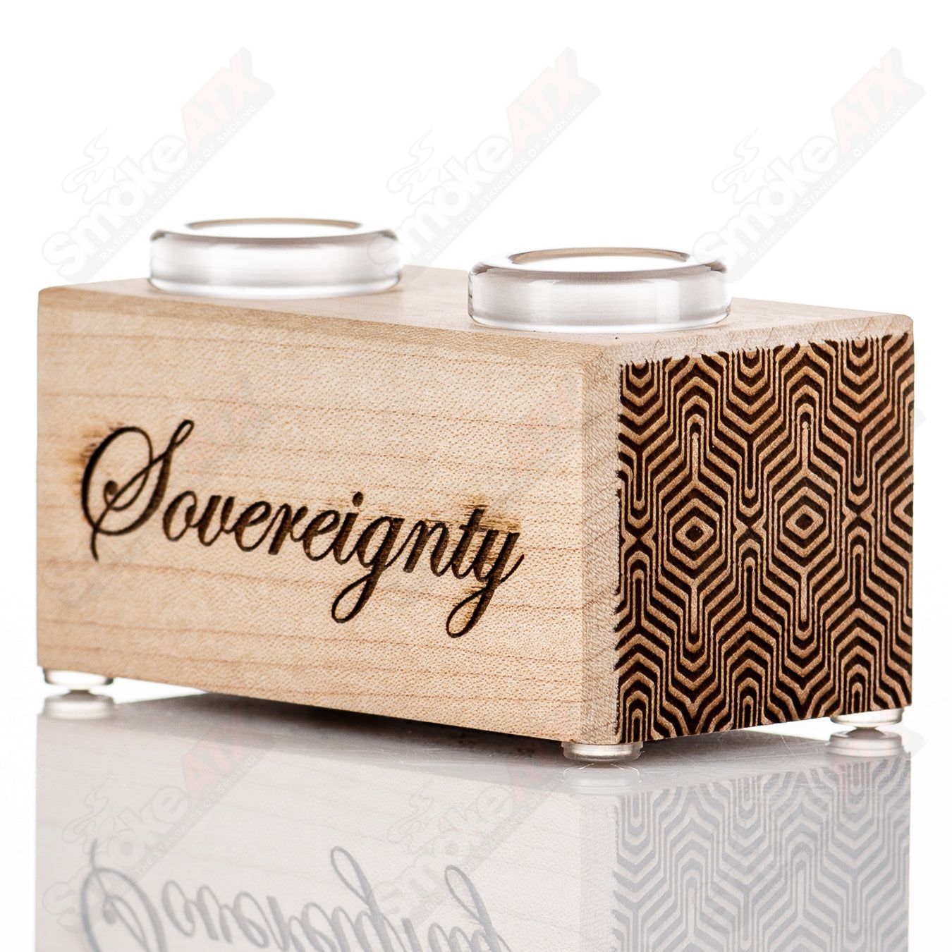 Sovereignty Glass Maple 2-Hole Slide Stand with mech pattern, designed for glass dabbing rigs.
