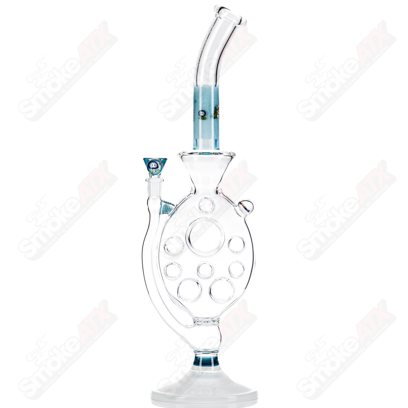 Medium SideFeeder heady glass bong by Swiss Perc x Micro with intricate glasswork and a side feeder design.