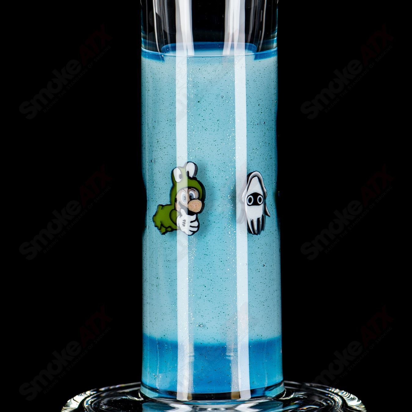 Medium SideFeeder heady glass piece by Swiss Perc x Micro, featuring intricate glasswork and a sleek design for smoking enjoyment.