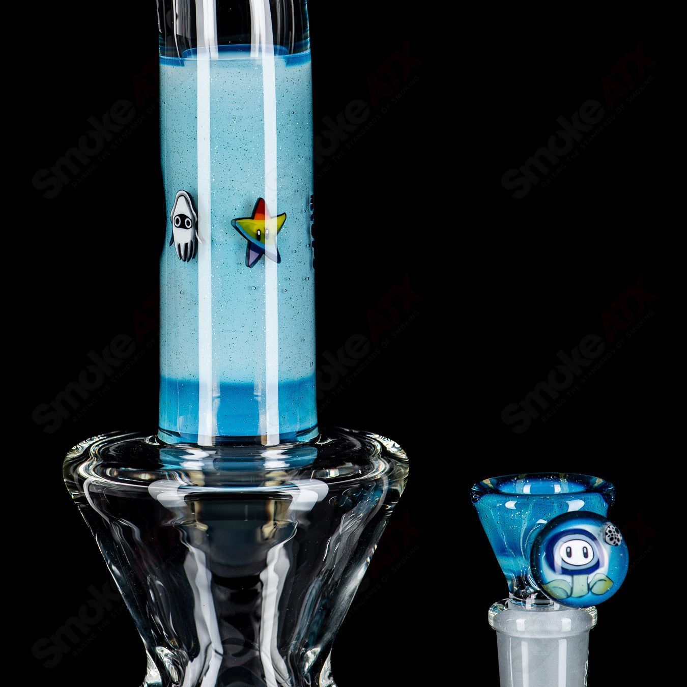 Medium Heady Glass SideFeeder by Swiss Perc x Micro, featuring intricate glasswork and a sleek design.