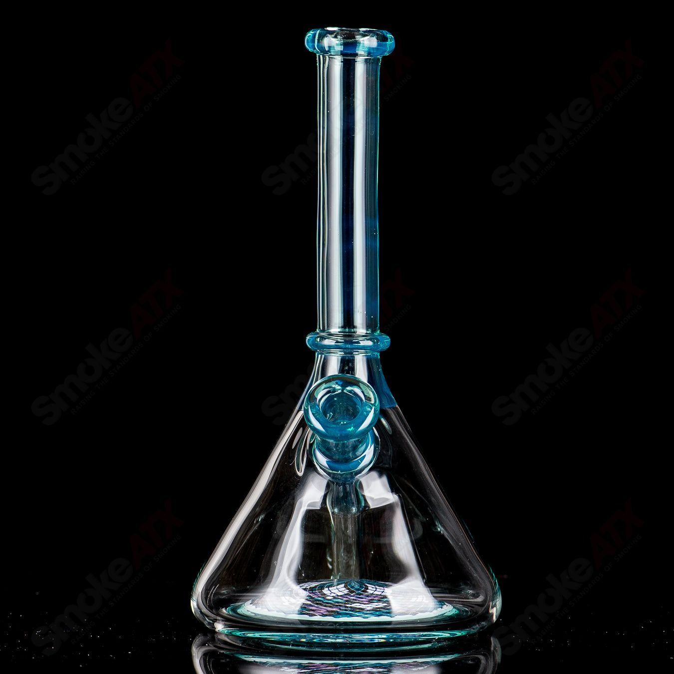 Metaterrania Fillacello Mini Tube by John W Glass, a clear straight heady glass tube with colorful decorative accents.