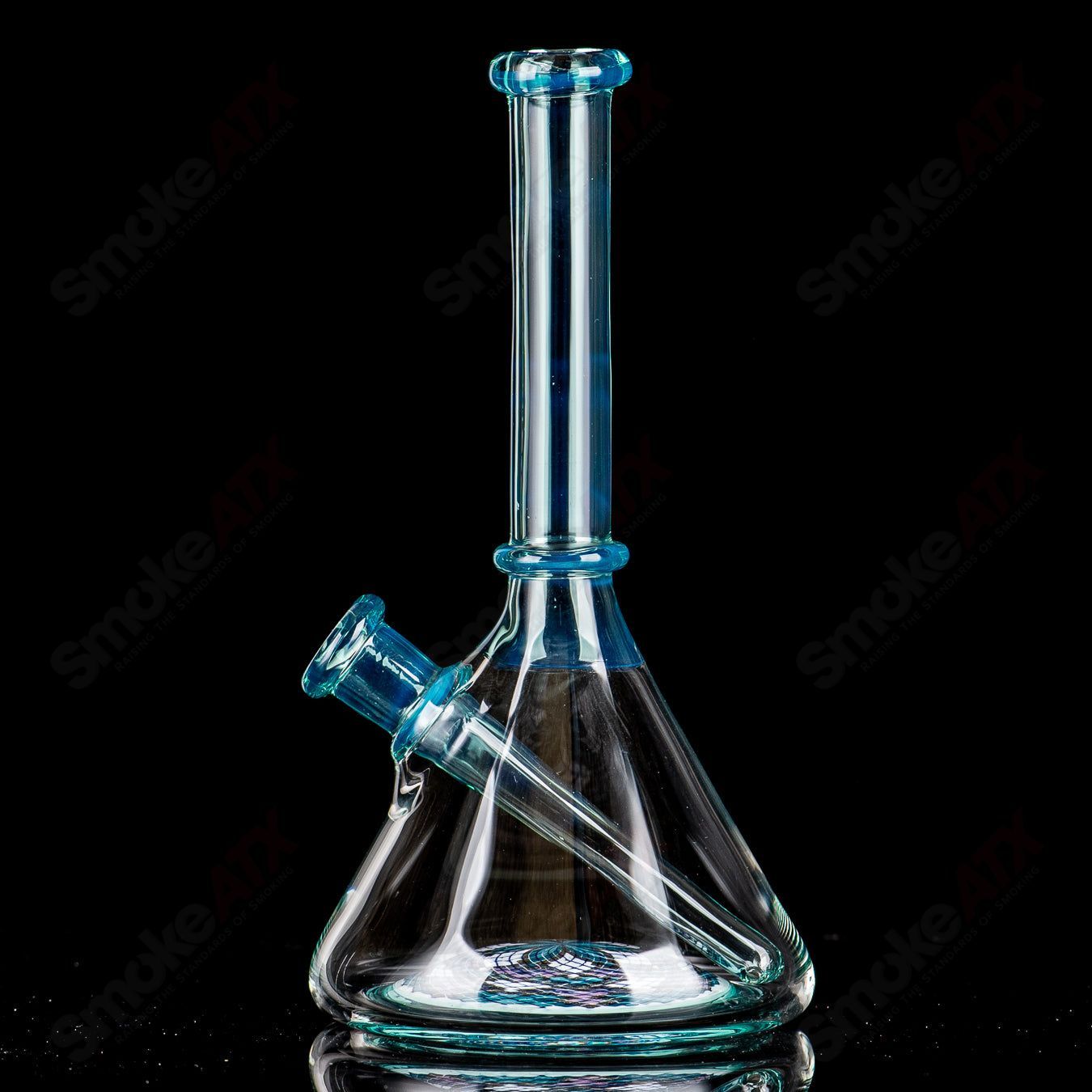 Metaterrania Fillacello mini tube by John W Glass, a clear straight heady glass tube with intricate colorful designs.