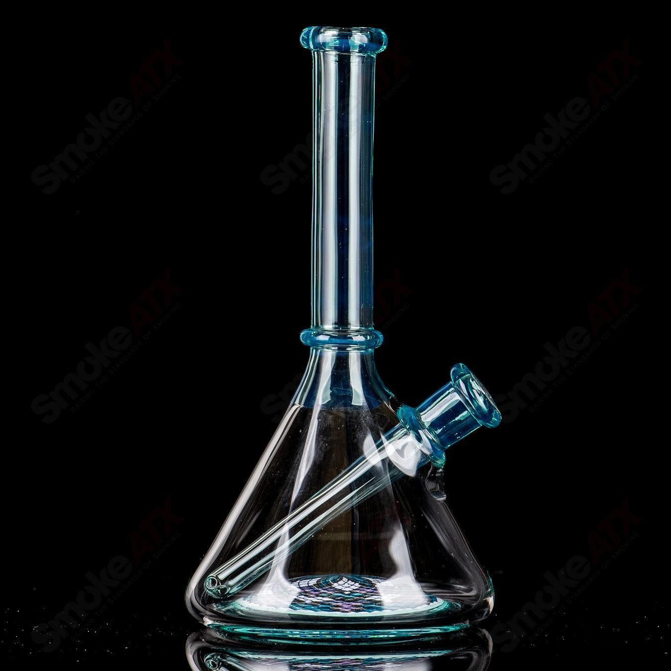 Metaterrania Fillacello Mini Tube by John W Glass, a straight heady glass tube with colorful decorative glasswork.
