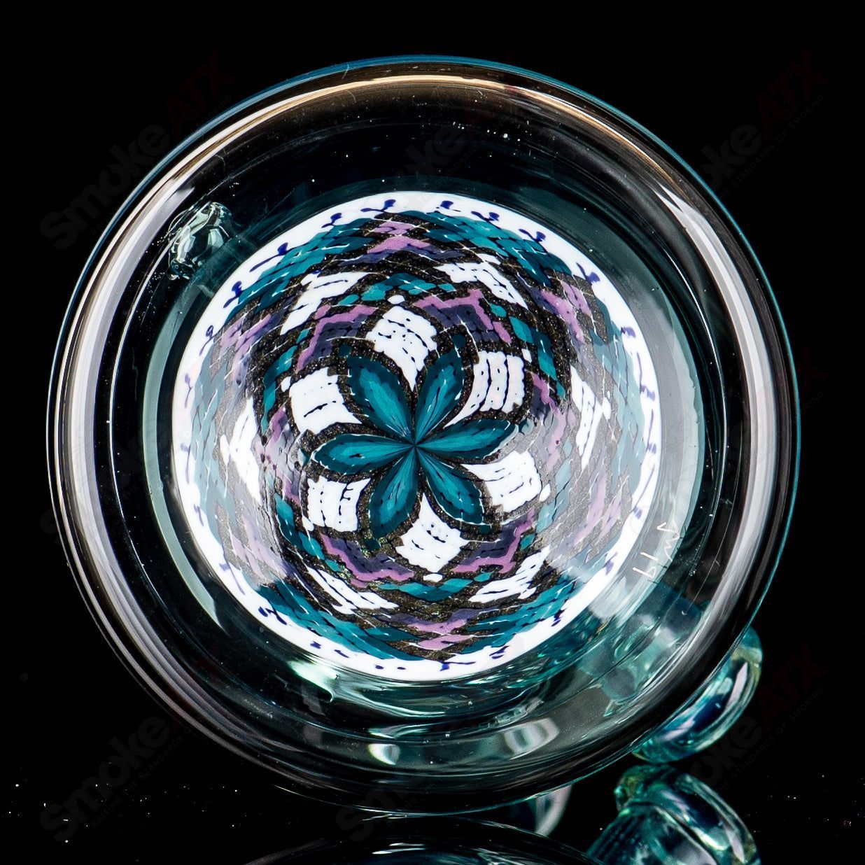 Metaterrania Fillacello Mini Tube by John W Glass, colorful straight heady glass tube with intricate designs and clear glass accents.