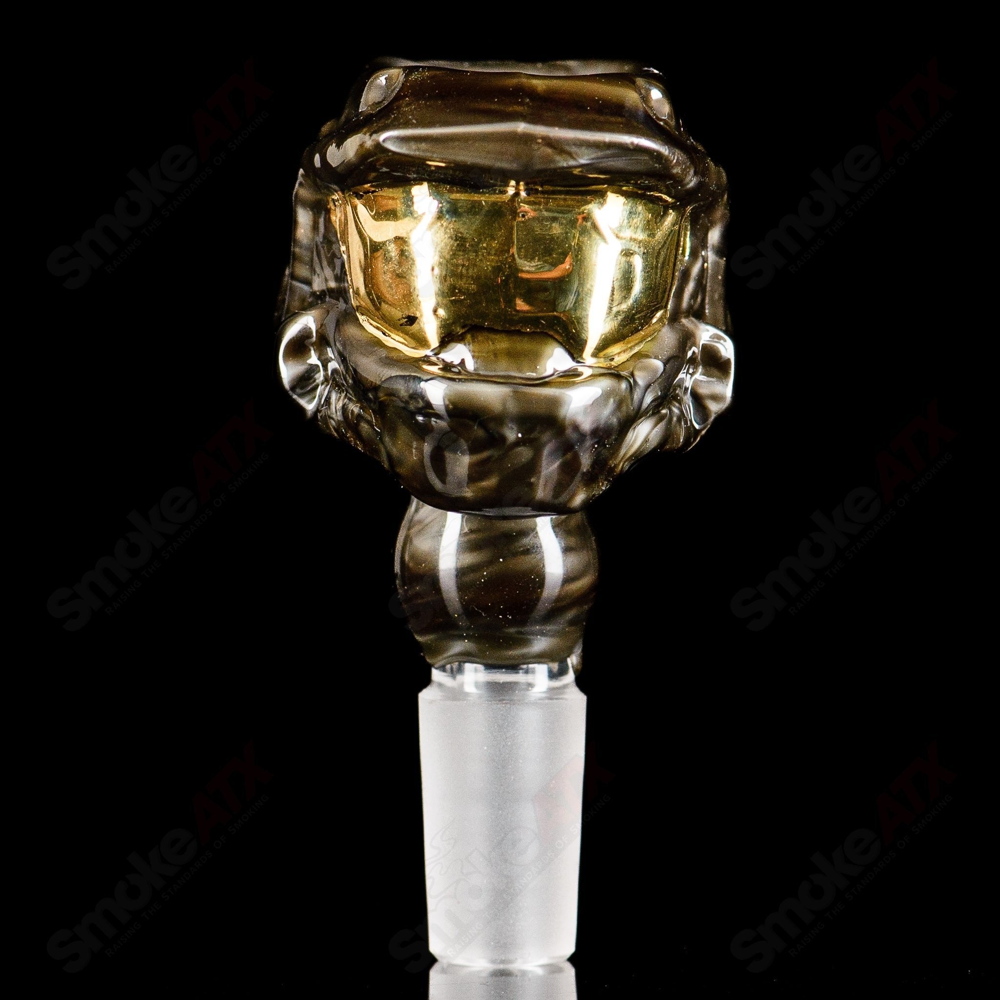 Smoke ATX Tony Kazy #4 14mm Halo Slide glass bowl with intricate design and clear glass construction.