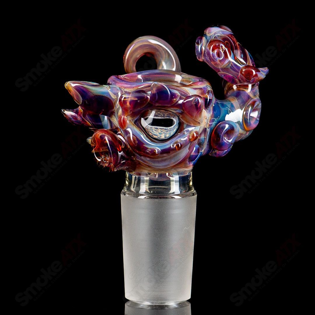 18mm multihole glass bowl by Mako Glass, featuring a clear design with multiple holes for optimal airflow and filtration.