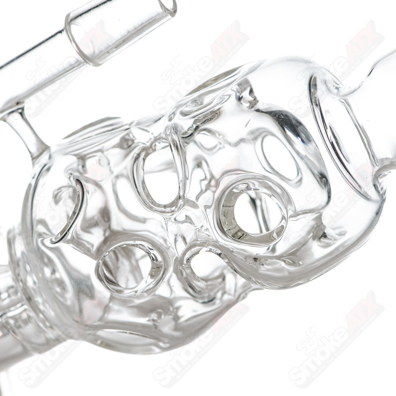 Glass concentrate rig from Dirty Rico, Micro Bukkaki model, featuring clear glass design and intricate details.