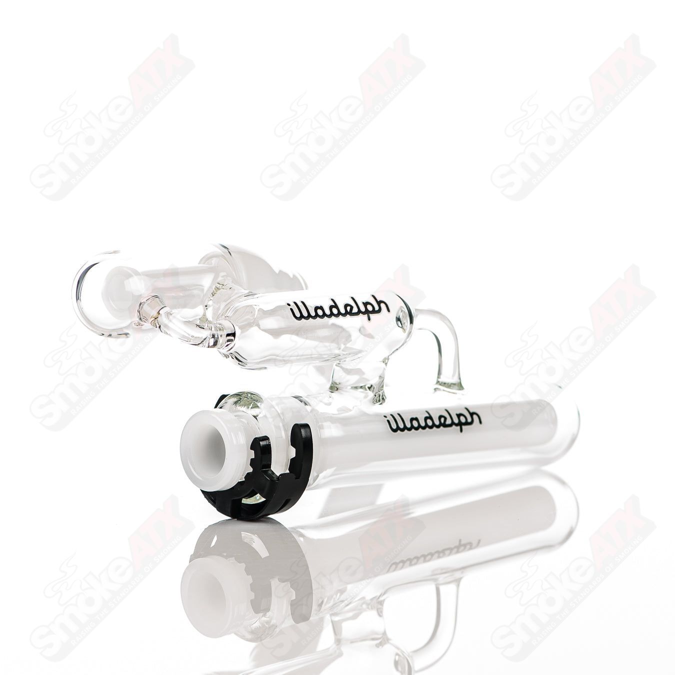 Black Illadelph Micro Mini Disc Ash Catcher made of glass, featuring a compact design and mini disc percolator for filtration.
