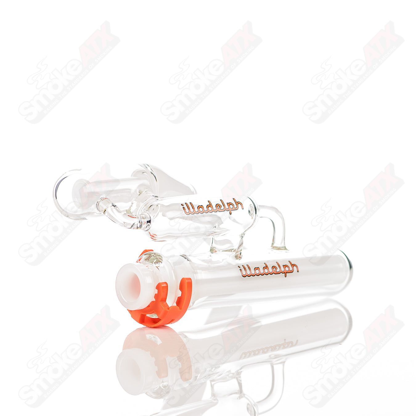 Orange Illadelph Micro Mini Disc Ash Catcher for glass pipes, featuring a compact design with a mini disc percolator.