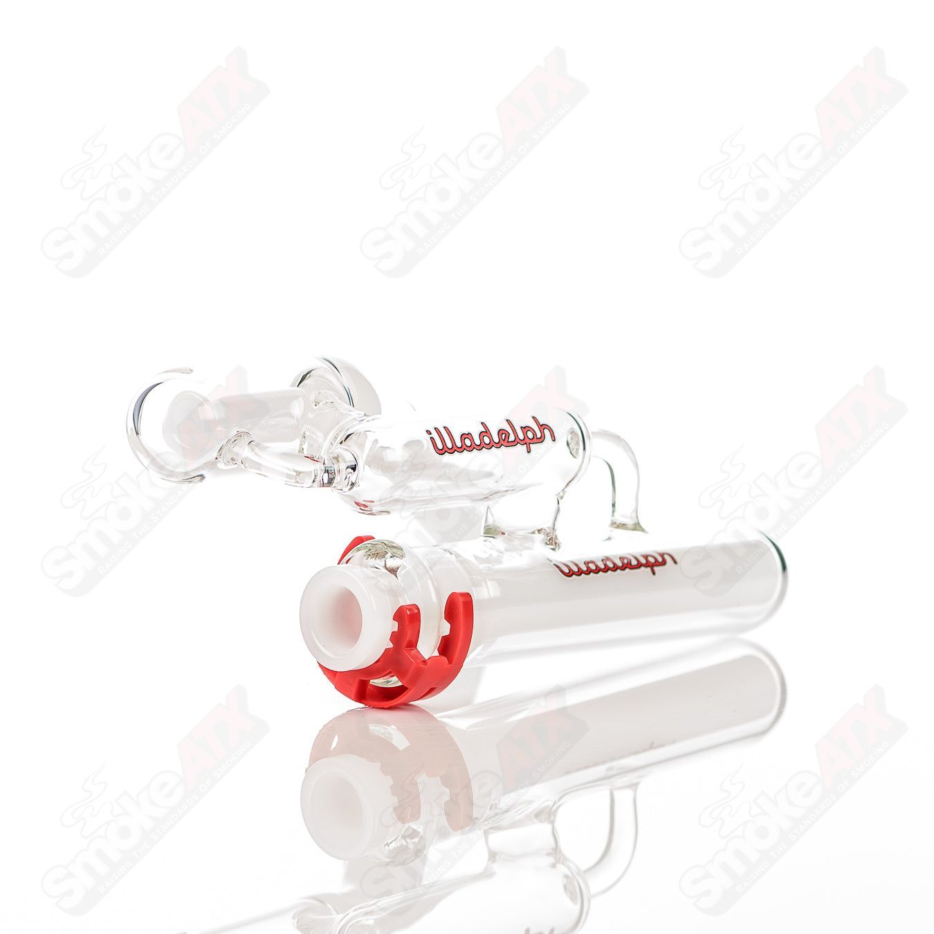 Red Illadelph Micro Mini Disc Ash Catcher for glass pipes, featuring a compact design with mini disc percolator for smooth filtration.