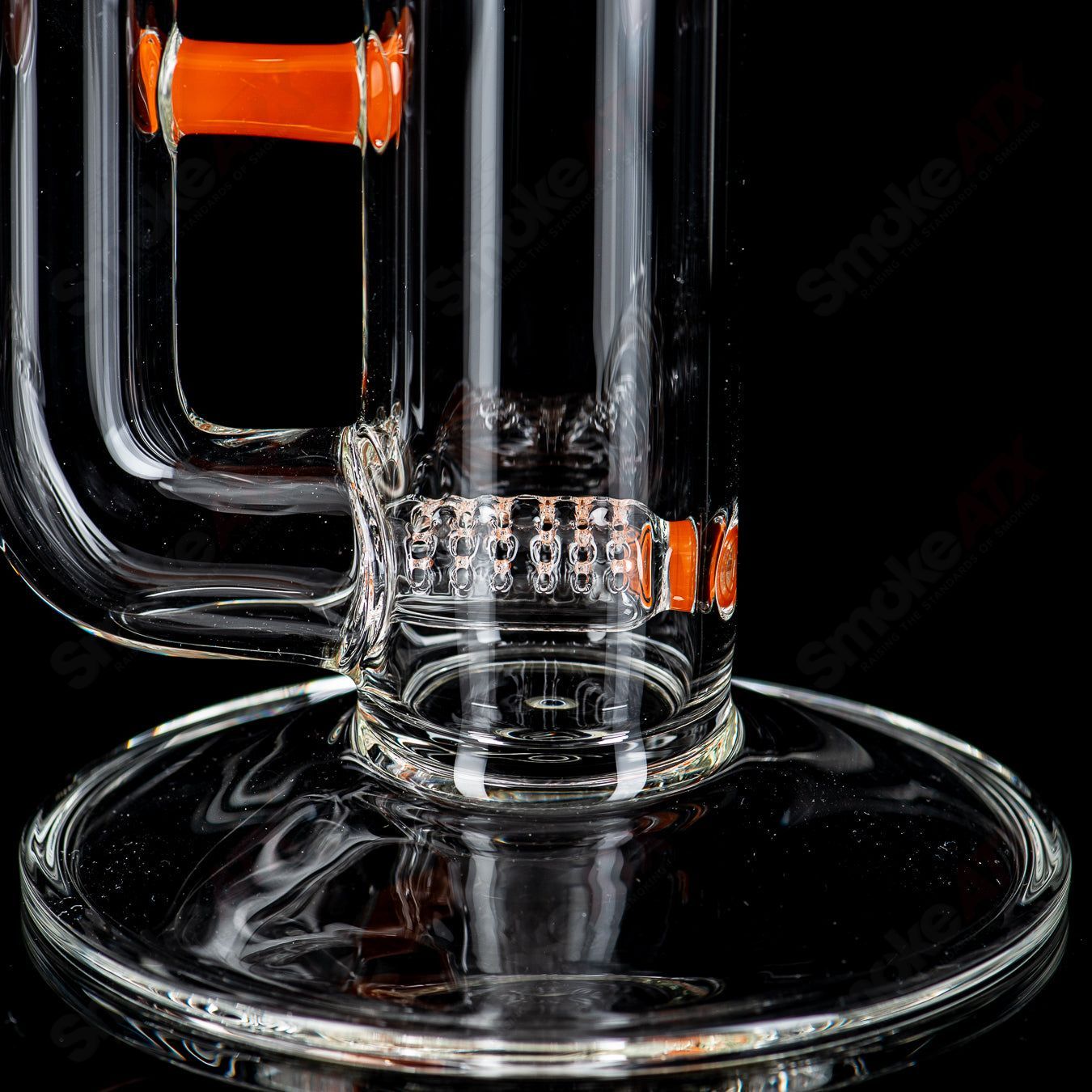 Close-up of a Sovereignty Glass Minor Accent Lava Pawn Up-Grid Stemline heady glass with vibrant lava accents and intricate design details.