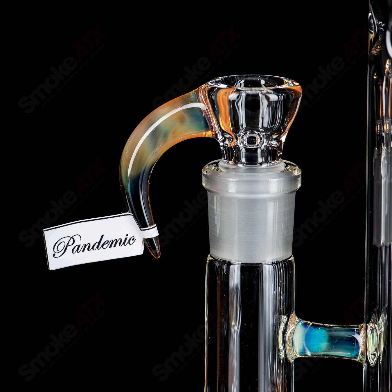 Minor Pandemic Inverted 4 by Sovereignty Glass, colorful heady glass sculpture with intricate design, displayed against a plain background.