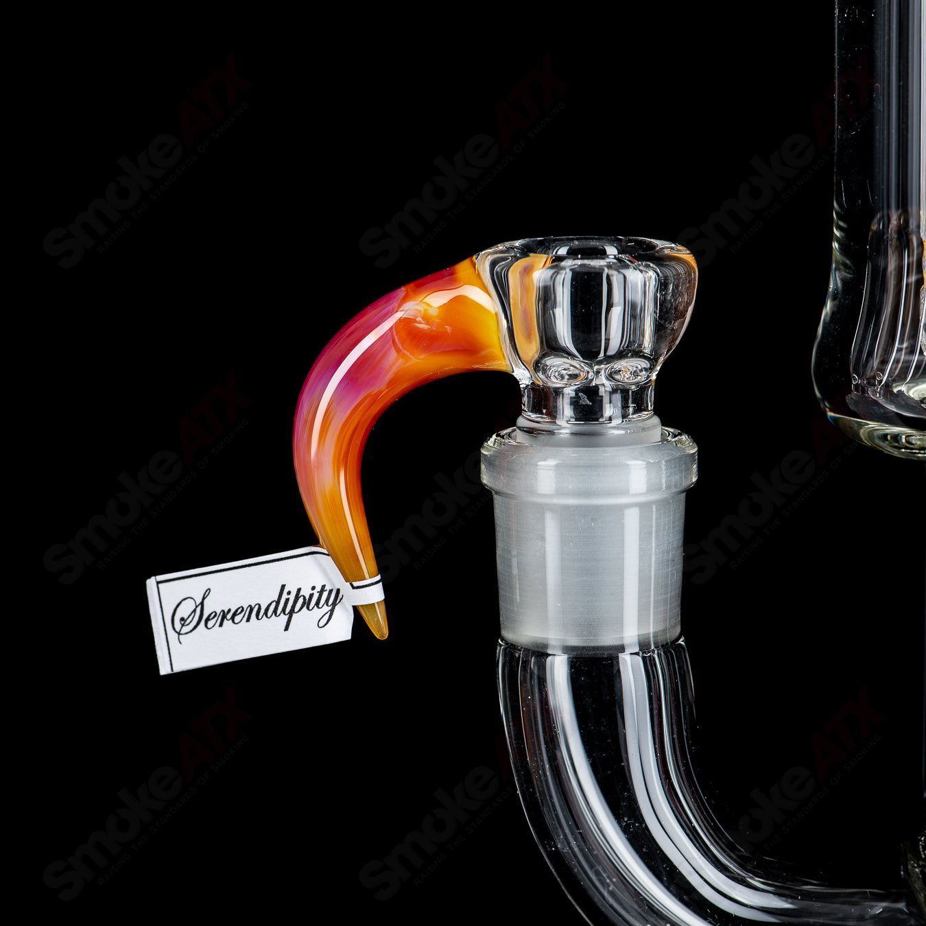 Heady glass piece by Sovereignty Glass featuring a Minor Serendipity Fixed 180 to 12 arm design with a Millie detail.