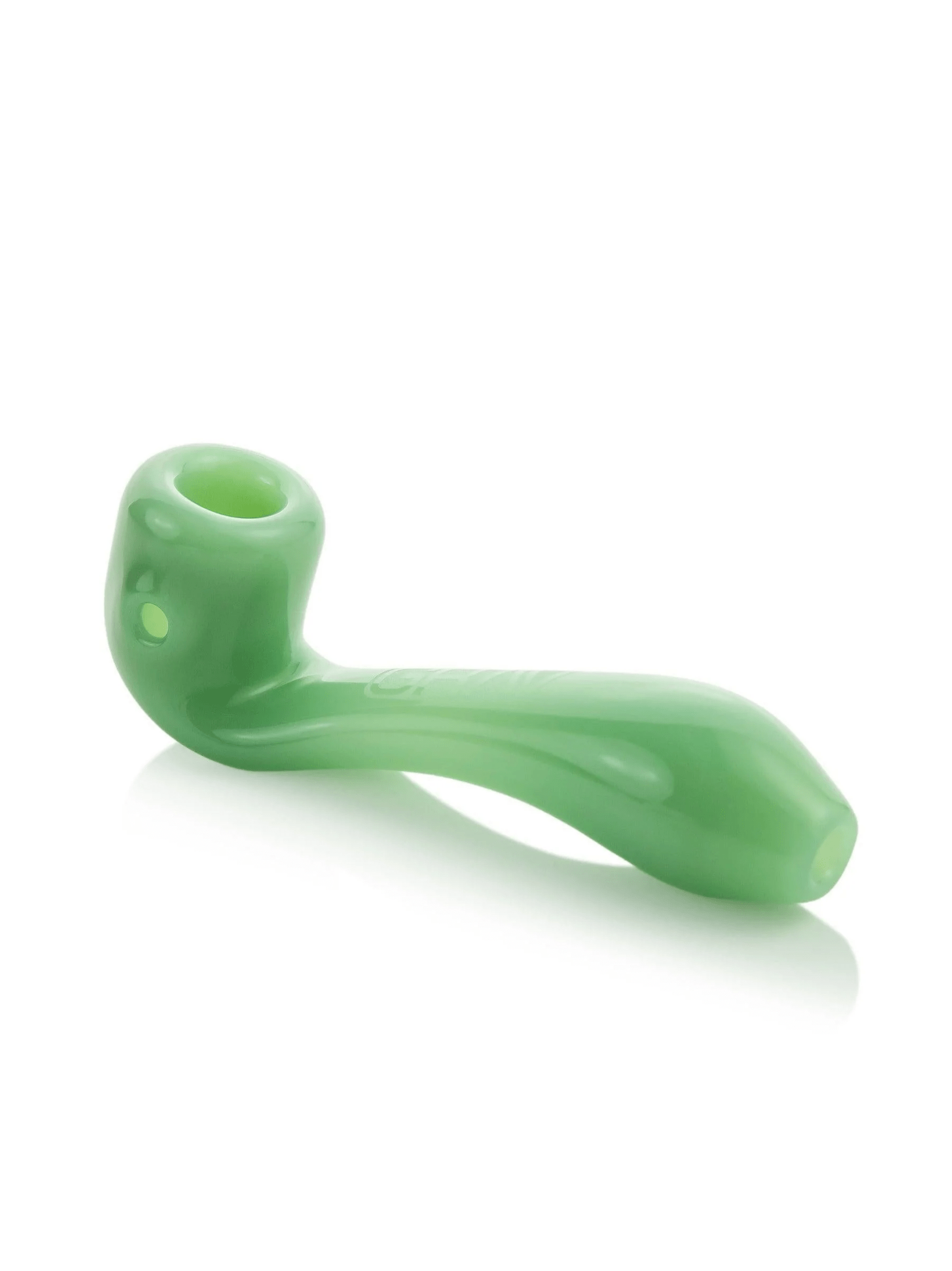 Mint green 4-inch Grav Sherlock glass pipe with a classic Sherlock design, featuring a smooth finish and clear mouthpiece.