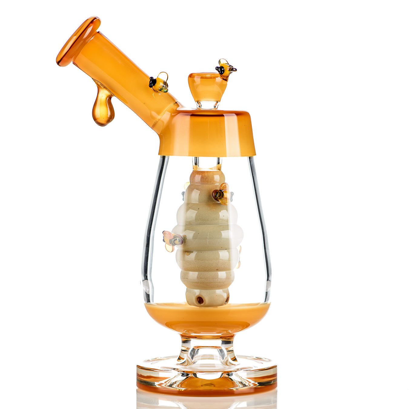 Honey Bubbler with Flower Bowl Joe P Glass - Smoke ATX 