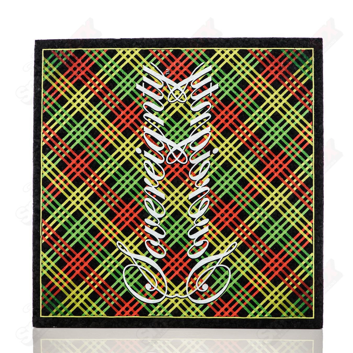 Sovereignty Glass Mood Mat Plaid LE dab mat with plaid design, limited edition LE, used for protecting surfaces during dabbing.