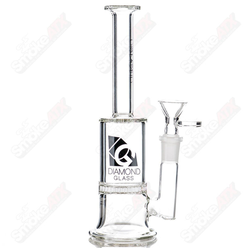 8" Black DG Logo Honeycomb Rig Diamond Glass - Smoke ATX