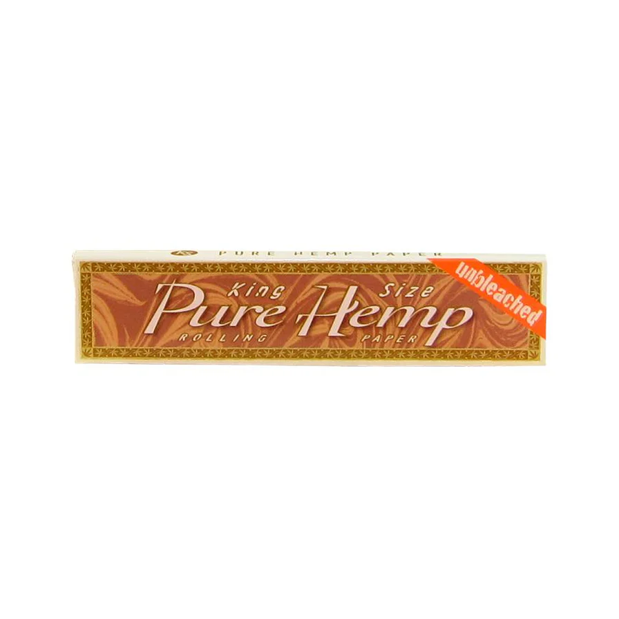 King size unbleached hemp rolling papers by Pure Hemp, showcasing natural, eco-friendly 420 rolling papers for smoking.
