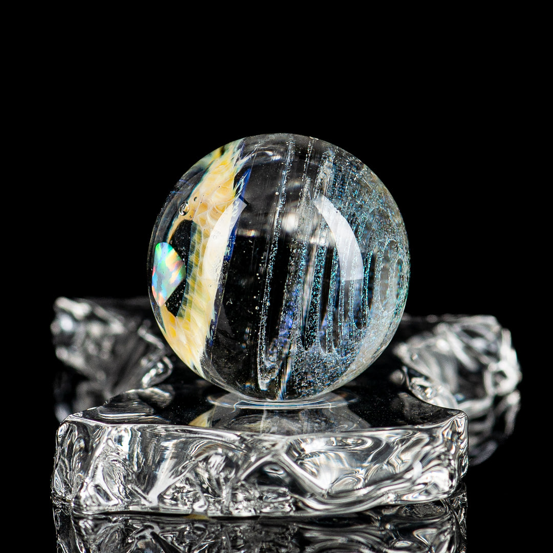 Dichropal Eye Mib Indo Glass heady glass with colorful marbles, featuring intricate glass art and vibrant design details.